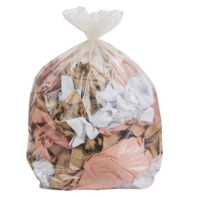 Sac poubelle - 130L - Transparent - 100 sacs - 40µ