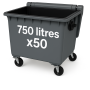 Housse pour conteneur - 750L - Noir - 50 sacs