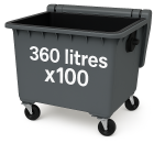 Housse pour conteneur - 360L - Noir - 100 sacs