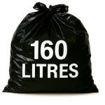Sac poubelle - 160L - Noir - 100 sacs